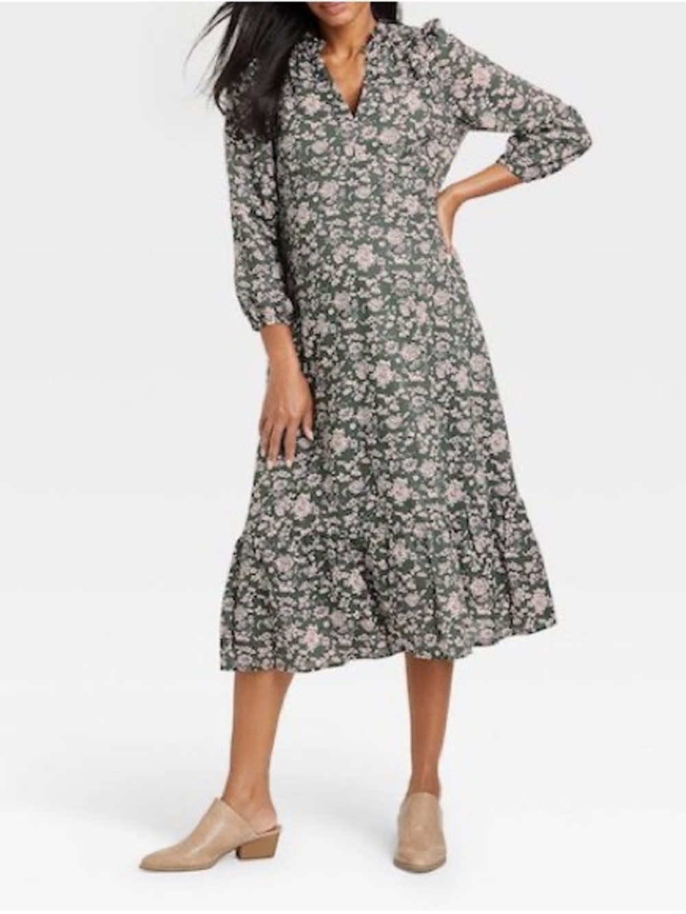 The nines by Hatch floral long sleeve maternity maxi dress